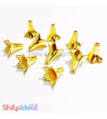 Bead Caps 12mm - 5 Leaves - Golden - Pack of 10